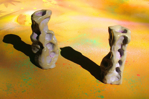 Moon and Stars Ceramic Shabbat Candleholders